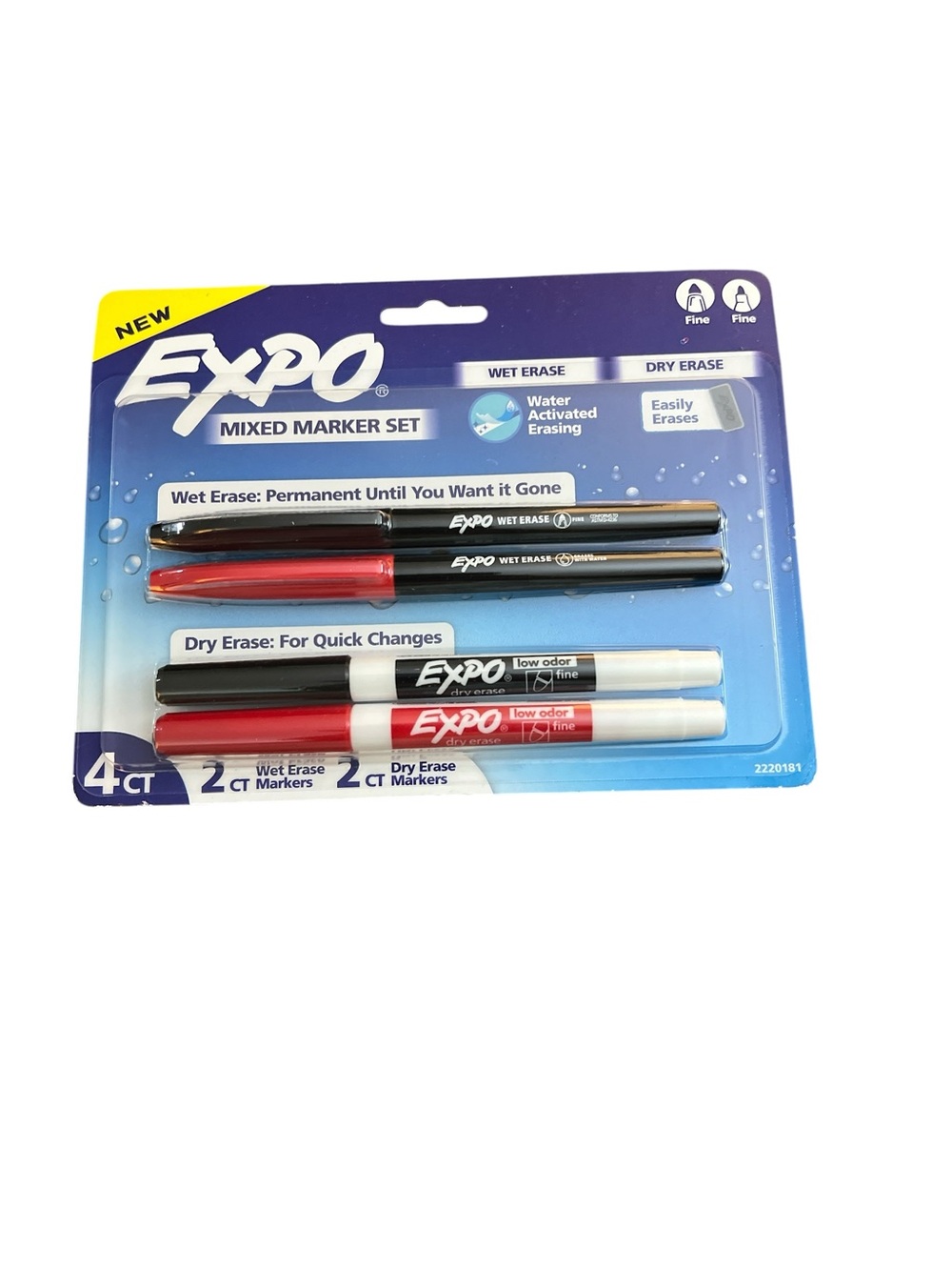 EXPO Mixed Wet & Dry Erase Marker Set - Black & Red